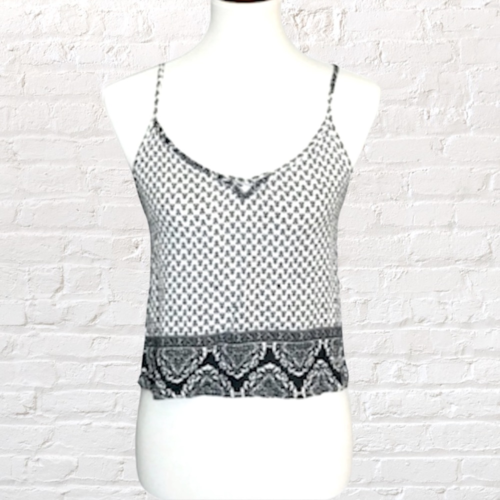 Cropped Top S Cage Back Tank Full Tilt Boho Seersucker
